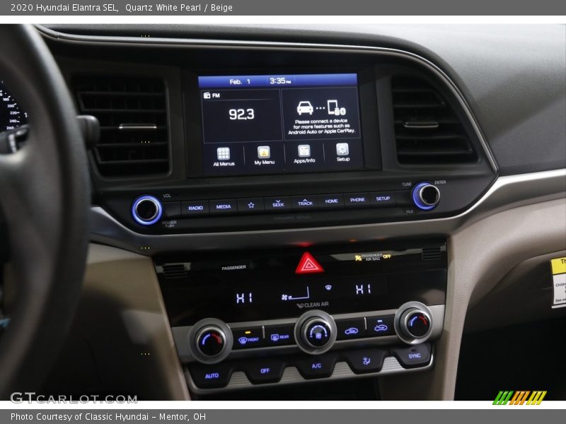 Quartz White Pearl / Beige 2020 Hyundai Elantra SEL
