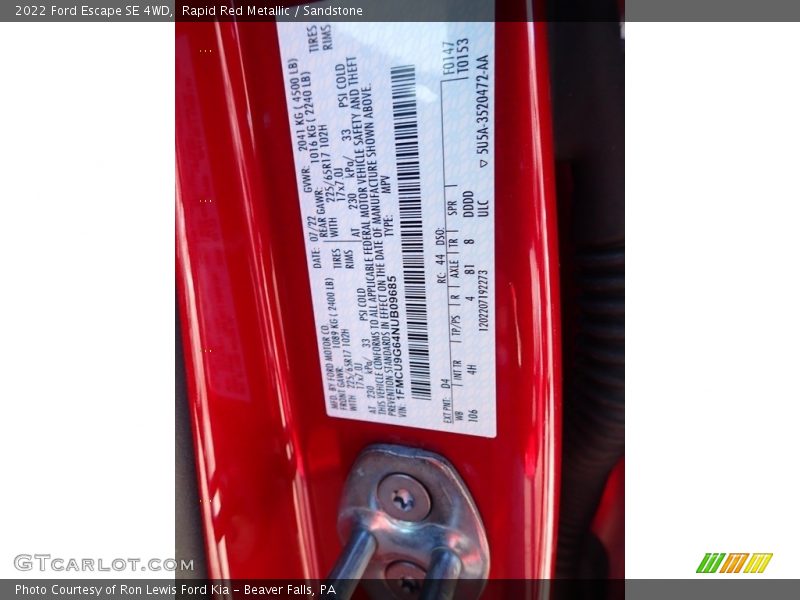 Rapid Red Metallic / Sandstone 2022 Ford Escape SE 4WD