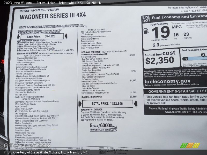  2023 Wagoneer Series III 4x4 Window Sticker