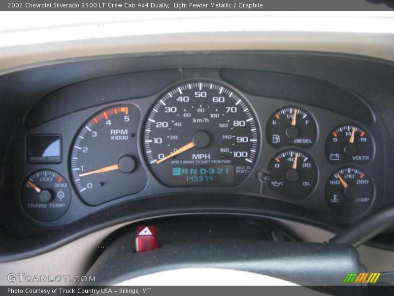 Light Pewter Metallic / Graphite 2002 Chevrolet Silverado 3500 LT Crew Cab 4x4 Dually