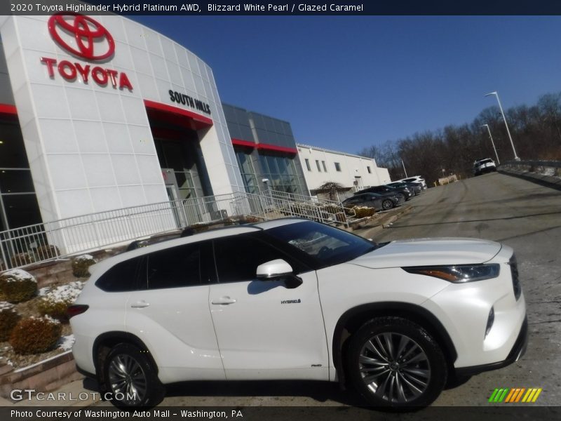Blizzard White Pearl / Glazed Caramel 2020 Toyota Highlander Hybrid Platinum AWD