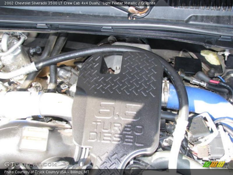 Light Pewter Metallic / Graphite 2002 Chevrolet Silverado 3500 LT Crew Cab 4x4 Dually