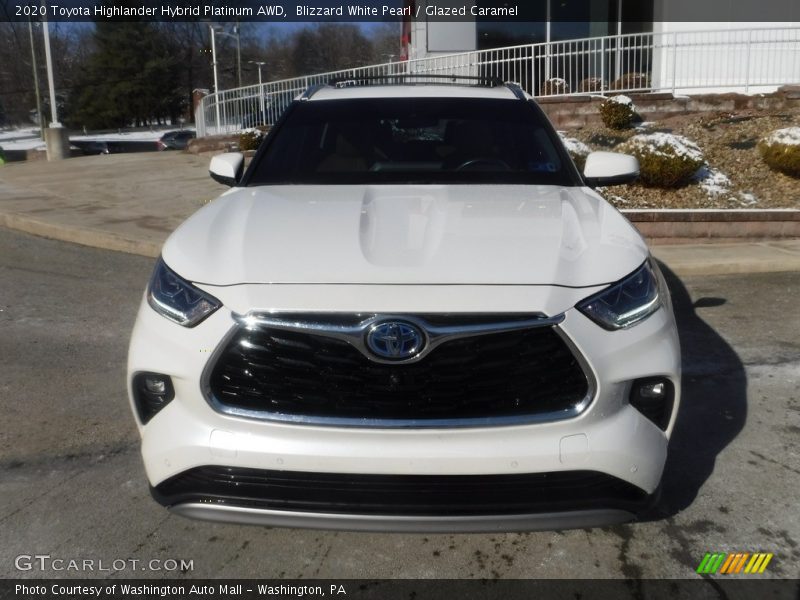Blizzard White Pearl / Glazed Caramel 2020 Toyota Highlander Hybrid Platinum AWD