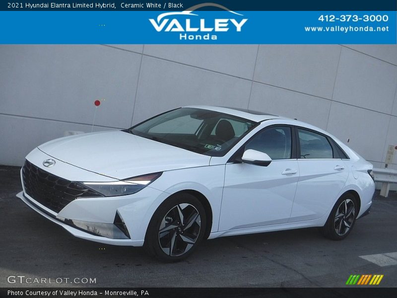 Ceramic White / Black 2021 Hyundai Elantra Limited Hybrid