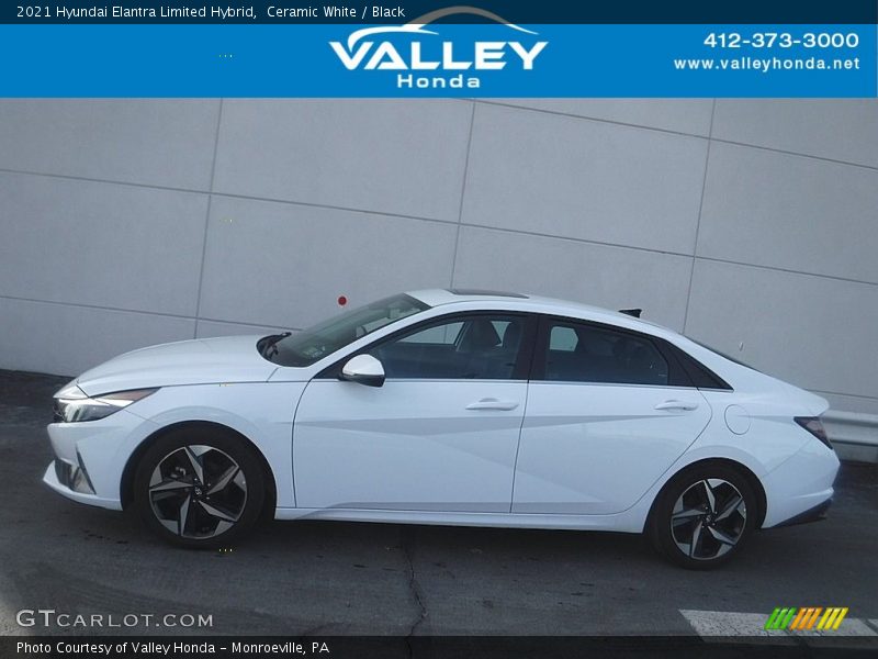 Ceramic White / Black 2021 Hyundai Elantra Limited Hybrid
