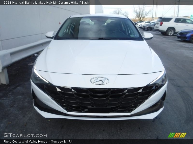 Ceramic White / Black 2021 Hyundai Elantra Limited Hybrid