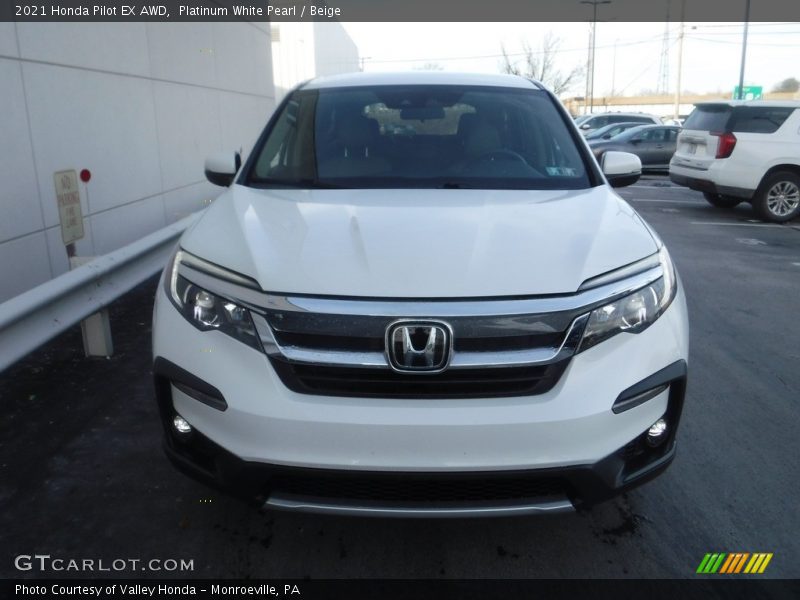Platinum White Pearl / Beige 2021 Honda Pilot EX AWD
