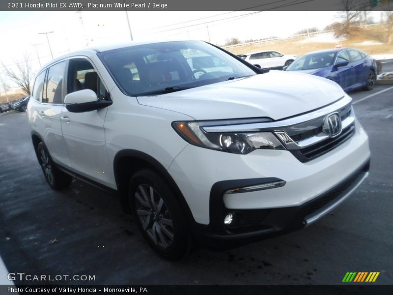 Platinum White Pearl / Beige 2021 Honda Pilot EX AWD