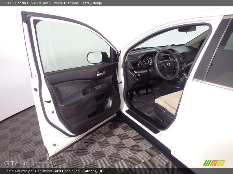 White Diamond Pearl / Beige 2015 Honda CR-V LX AWD