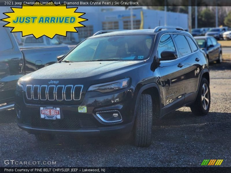 Diamond Black Crystal Pearl / Ski Gray/Black 2021 Jeep Cherokee Limited 4x4