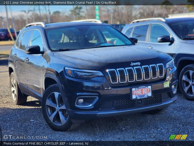 Diamond Black Crystal Pearl / Ski Gray/Black 2021 Jeep Cherokee Limited 4x4