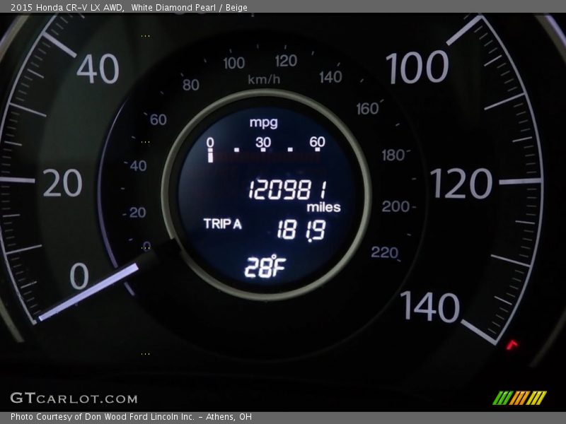 White Diamond Pearl / Beige 2015 Honda CR-V LX AWD