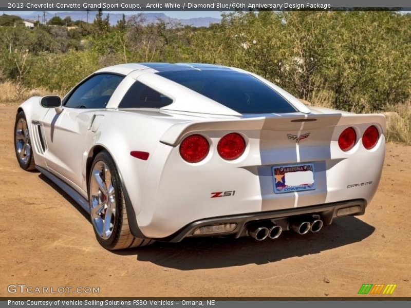 Arctic White / Diamond Blue/60th Anniversary Design Package 2013 Chevrolet Corvette Grand Sport Coupe