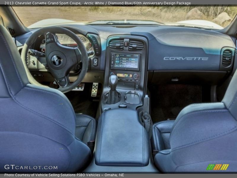 Arctic White / Diamond Blue/60th Anniversary Design Package 2013 Chevrolet Corvette Grand Sport Coupe