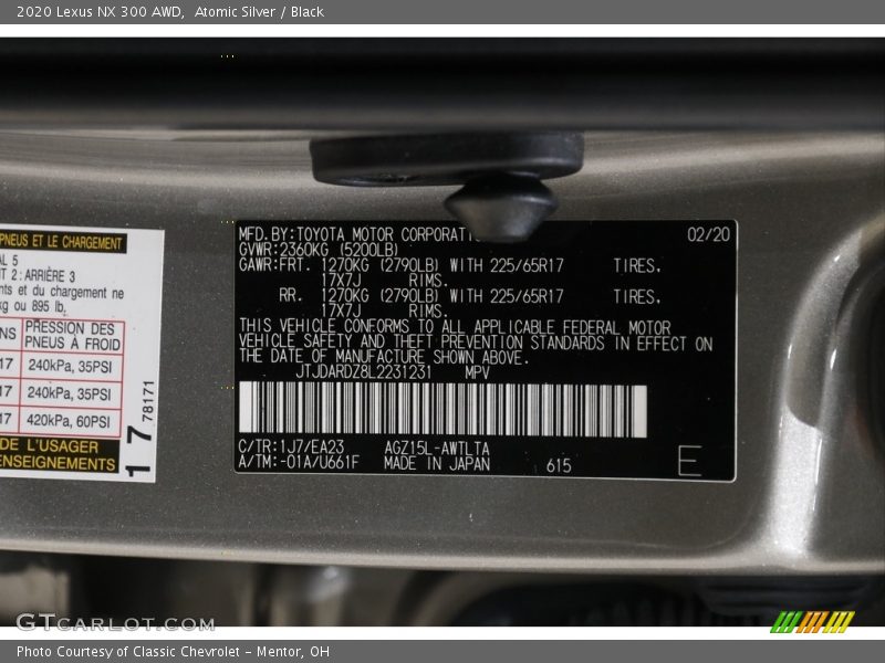 Atomic Silver / Black 2020 Lexus NX 300 AWD