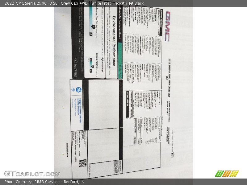  2022 Sierra 2500HD SLT Crew Cab 4WD Window Sticker