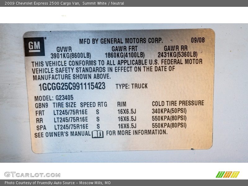 Summit White / Neutral 2009 Chevrolet Express 2500 Cargo Van