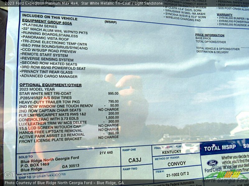  2023 Expedition Platinum Max 4x4 Window Sticker