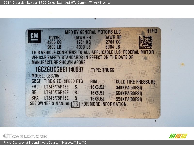 Summit White / Neutral 2014 Chevrolet Express 3500 Cargo Extended WT