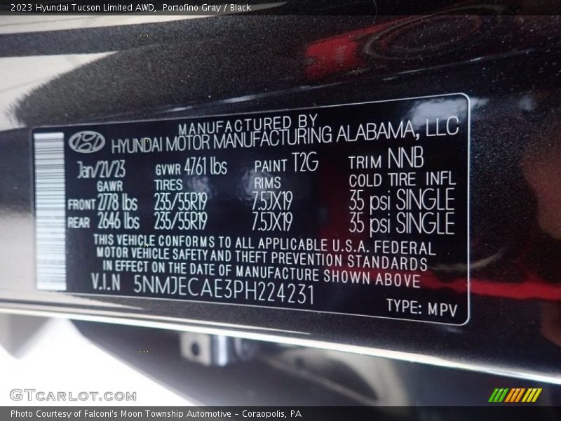 2023 Tucson Limited AWD Portofino Gray Color Code T2G