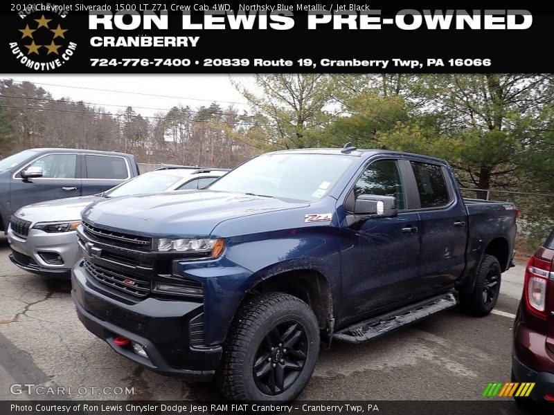 Northsky Blue Metallic / Jet Black 2019 Chevrolet Silverado 1500 LT Z71 Crew Cab 4WD