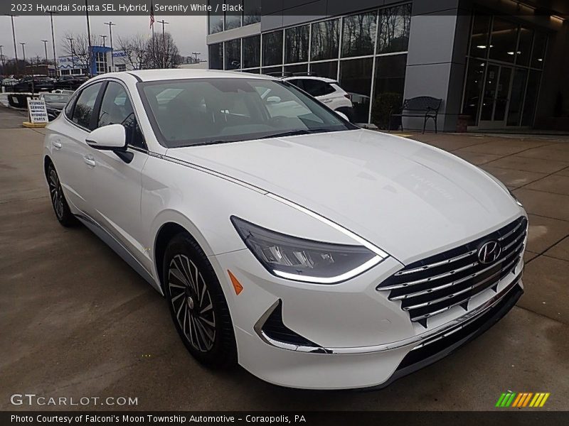 Serenity White / Black 2023 Hyundai Sonata SEL Hybrid