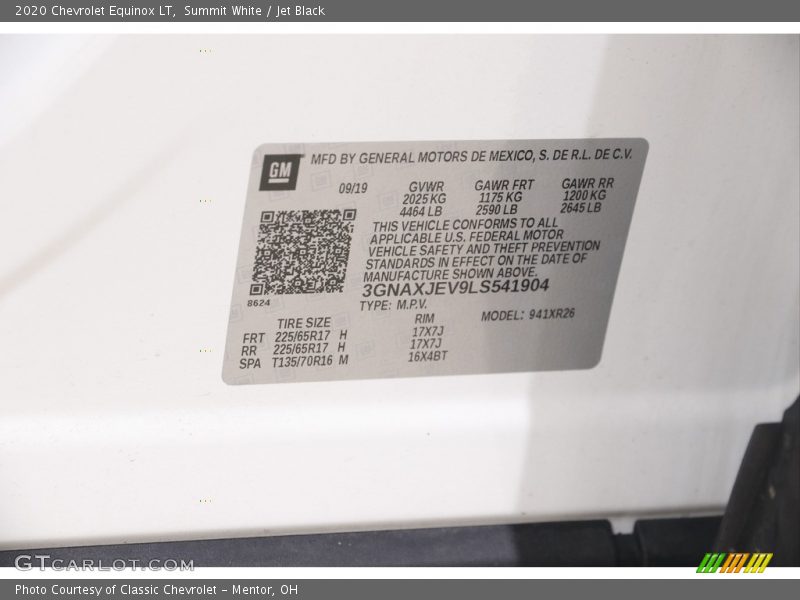 Summit White / Jet Black 2020 Chevrolet Equinox LT