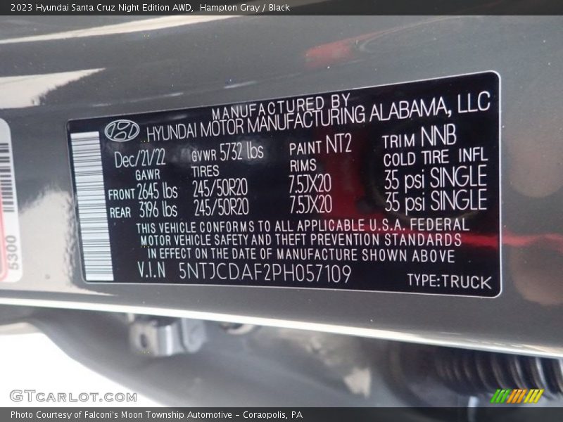 2023 Santa Cruz Night Edition AWD Hampton Gray Color Code NT2