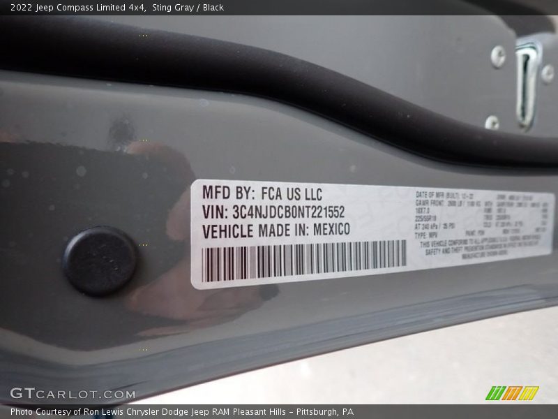 Sting Gray / Black 2022 Jeep Compass Limited 4x4