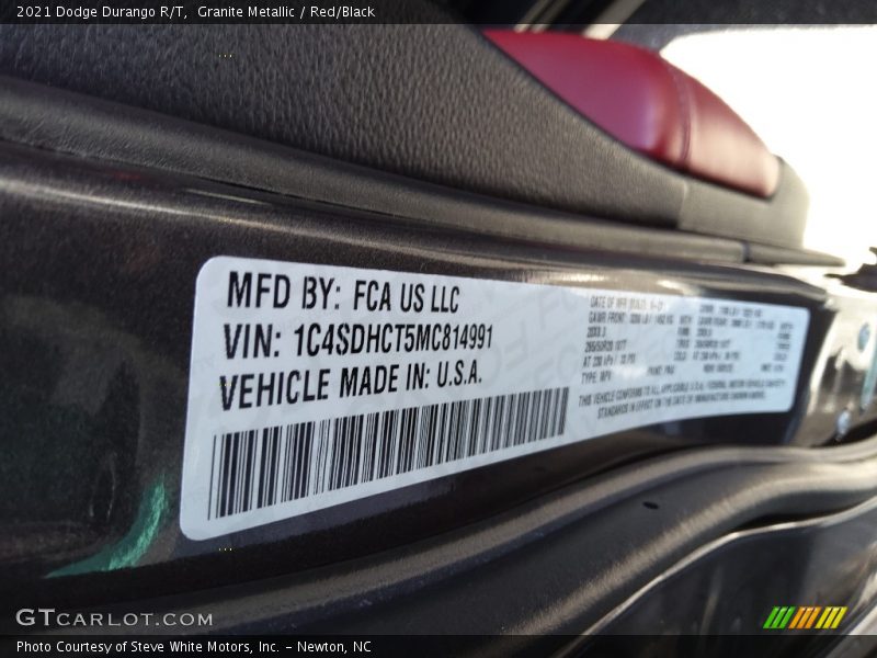 Granite Metallic / Red/Black 2021 Dodge Durango R/T