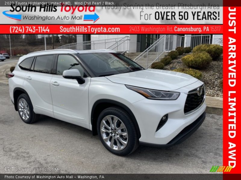 Wind Chill Pearl / Black 2023 Toyota Highlander Limited AWD