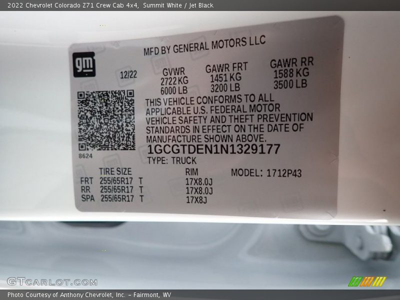 Summit White / Jet Black 2022 Chevrolet Colorado Z71 Crew Cab 4x4