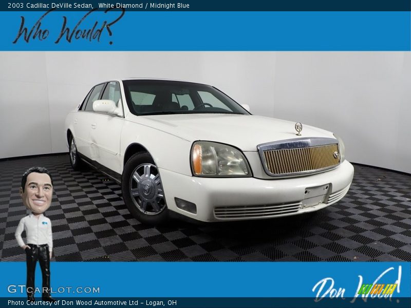 White Diamond / Midnight Blue 2003 Cadillac DeVille Sedan