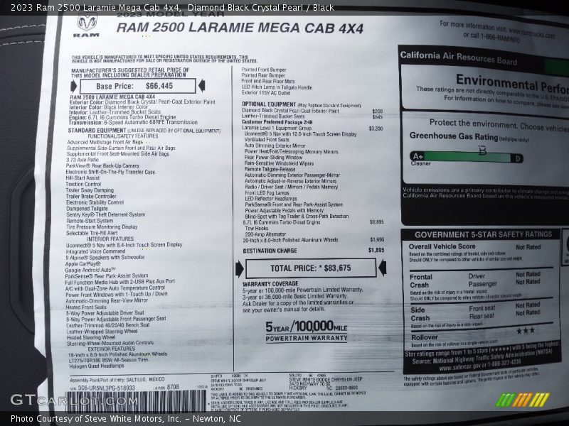 Diamond Black Crystal Pearl / Black 2023 Ram 2500 Laramie Mega Cab 4x4