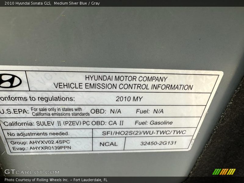 Medium Silver Blue / Gray 2010 Hyundai Sonata GLS