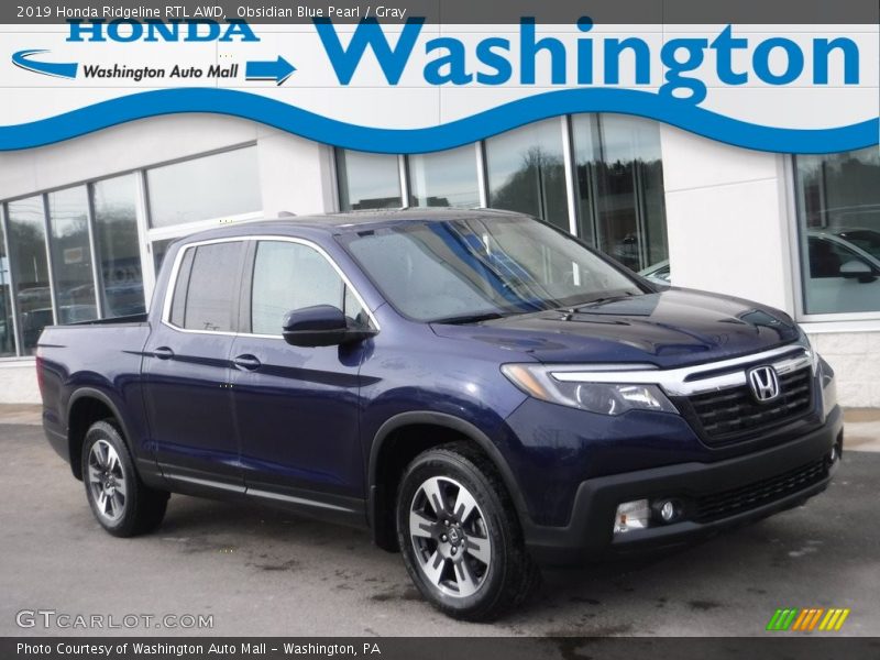 Obsidian Blue Pearl / Gray 2019 Honda Ridgeline RTL AWD