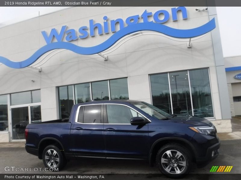 Obsidian Blue Pearl / Gray 2019 Honda Ridgeline RTL AWD