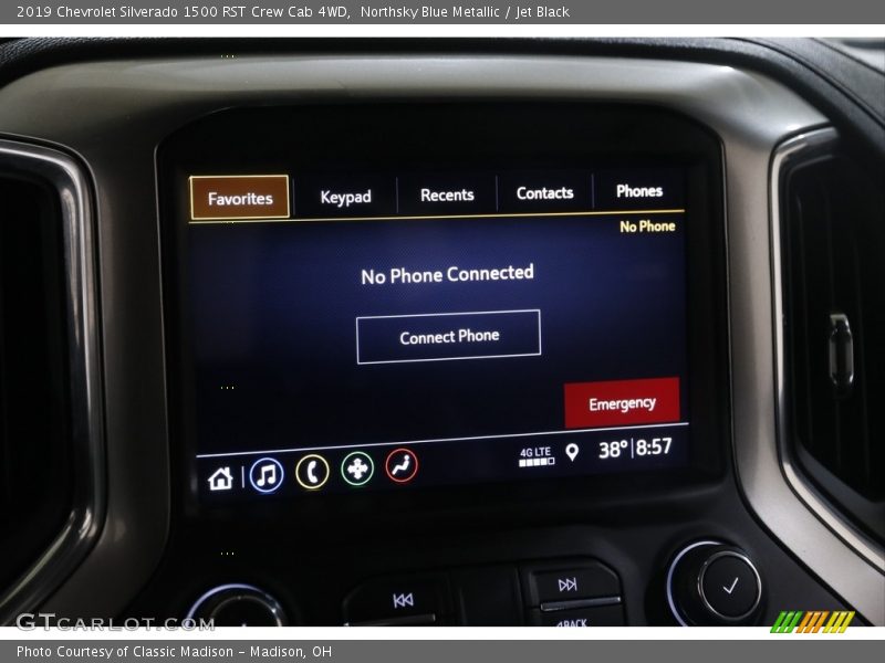 Northsky Blue Metallic / Jet Black 2019 Chevrolet Silverado 1500 RST Crew Cab 4WD