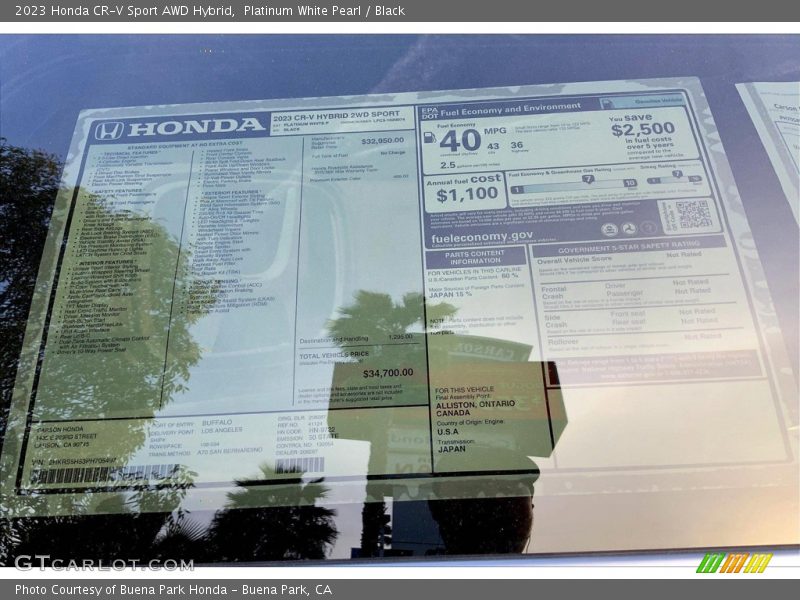  2023 CR-V Sport AWD Hybrid Window Sticker