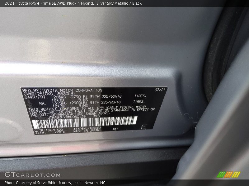 2021 RAV4 Prime SE AWD Plug-In Hybrid Silver Sky Metallic Color Code 1D6