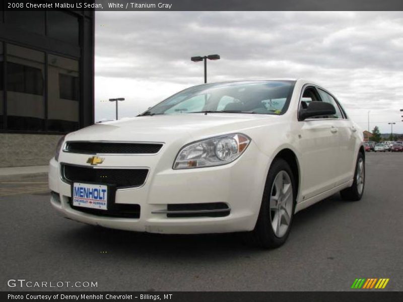 White / Titanium Gray 2008 Chevrolet Malibu LS Sedan