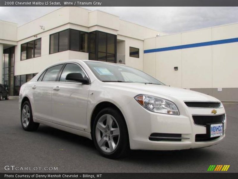 White / Titanium Gray 2008 Chevrolet Malibu LS Sedan