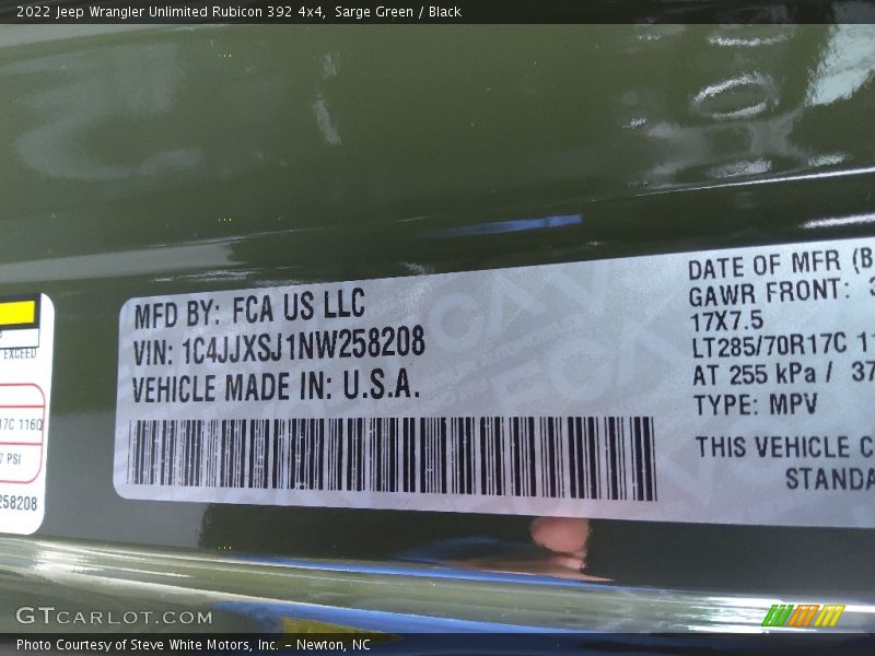 Sarge Green / Black 2022 Jeep Wrangler Unlimited Rubicon 392 4x4