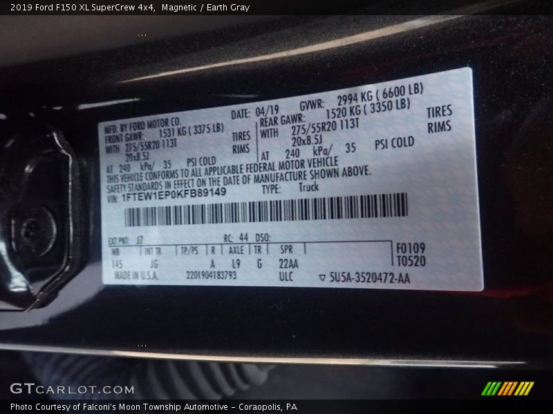 Magnetic / Earth Gray 2019 Ford F150 XL SuperCrew 4x4