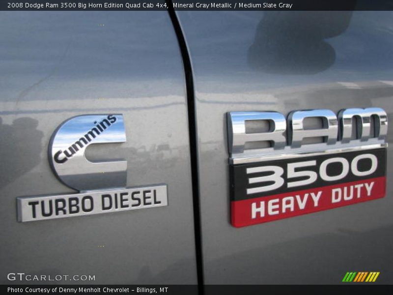 Mineral Gray Metallic / Medium Slate Gray 2008 Dodge Ram 3500 Big Horn Edition Quad Cab 4x4
