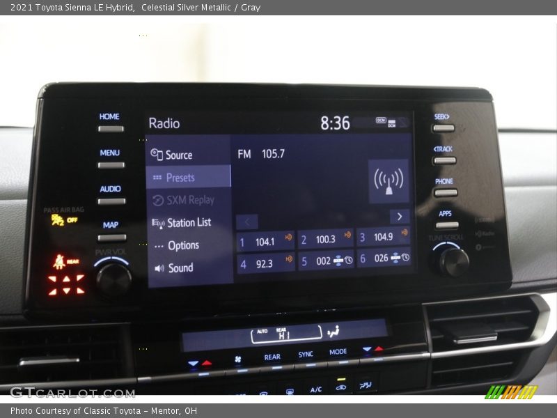 Controls of 2021 Sienna LE Hybrid
