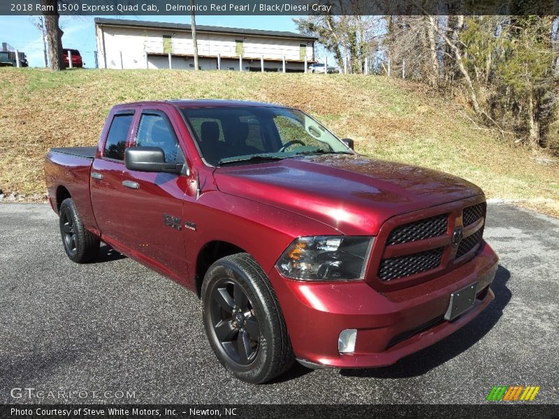 Delmonico Red Pearl / Black/Diesel Gray 2018 Ram 1500 Express Quad Cab