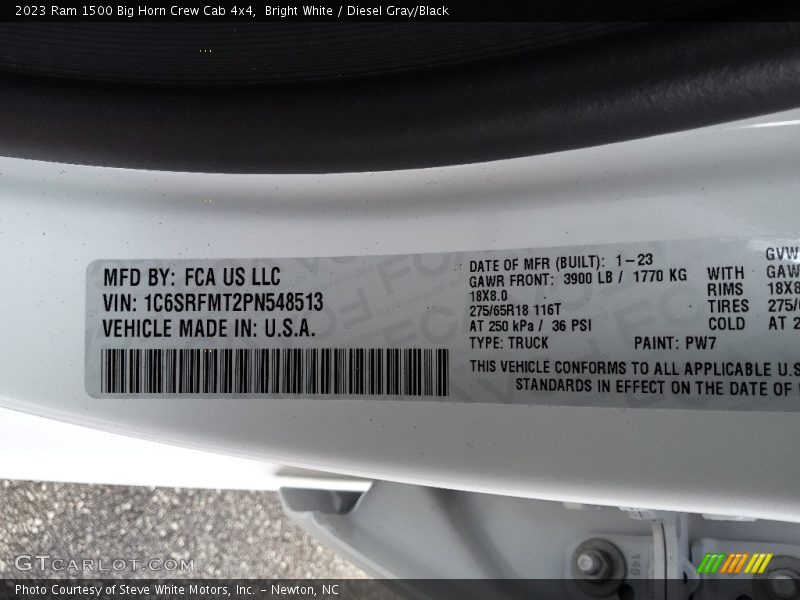 Bright White / Diesel Gray/Black 2023 Ram 1500 Big Horn Crew Cab 4x4