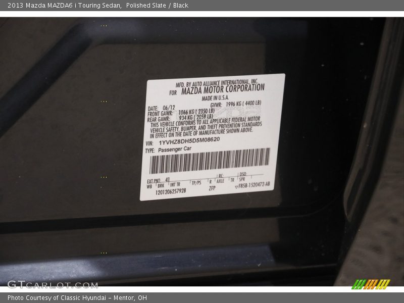 Polished Slate / Black 2013 Mazda MAZDA6 i Touring Sedan