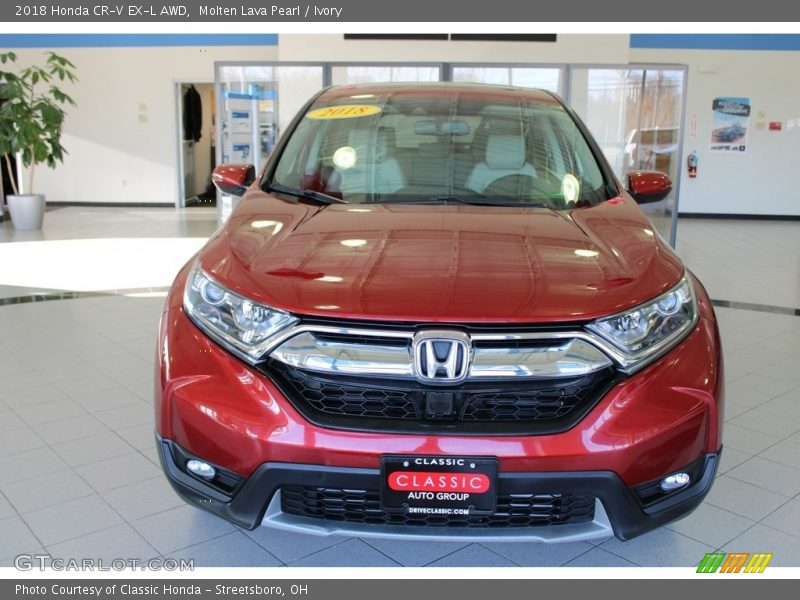 Molten Lava Pearl / Ivory 2018 Honda CR-V EX-L AWD